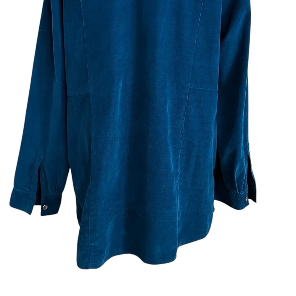 J.‎ JILL Corduroy Button-Up Shirt Teal Blue Tunic Normcore Shacket Layer Size LT - Picture 9 of 15